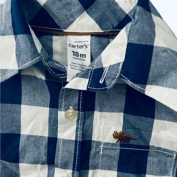 Carters Long- Sleeved Plaid baby boys  Button up Shirt size 18 months - Picture 2 of 6